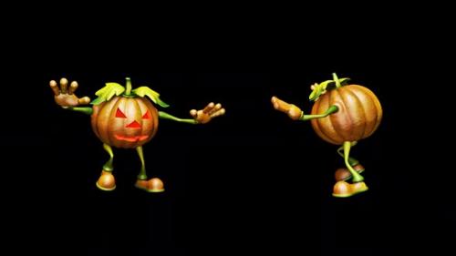 Videohive - Fun Pumpkins Looped Halloween Dance with Alpha Channel and Shadow - 36645234
