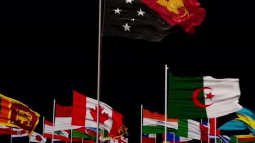 Videohive - Papua New Guinea Flag With World Flags In Alpha Channel - 36563108