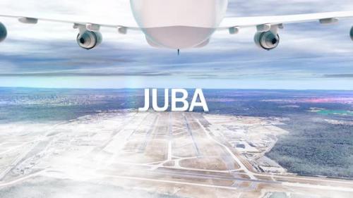 Videohive - Commercial Airplane Over Clouds Arriving City Juba - 36586772