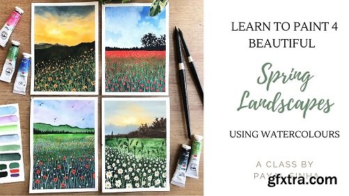 Floral Fields : Paint 4 Watercolor Landscapes Inspired by the Spring Season