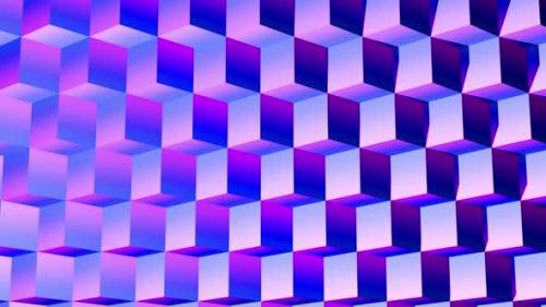 Videohive - Neon Gradient Cubes with moving light source shadows 4k - 36674667