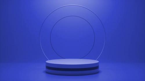 Videohive - Blue podium with a bright glowing blinking neon circle - 36678136