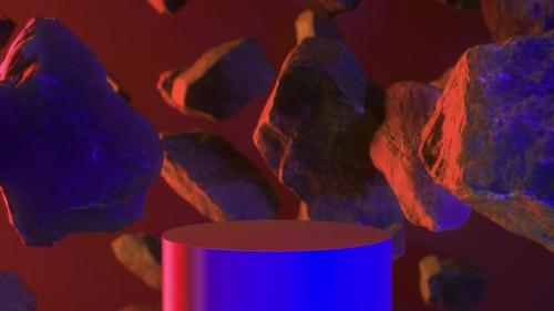 Videohive - Rocks set on neon orange blue background - 36679528