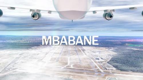 Videohive - Commercial Airplane Over Clouds Arriving City Mbabane - 36643249