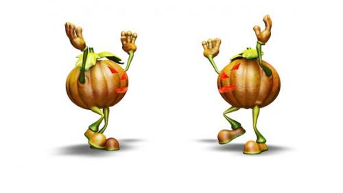 Videohive - Comic Pumpkins Looped Halloween Dance on White Background - 36659355