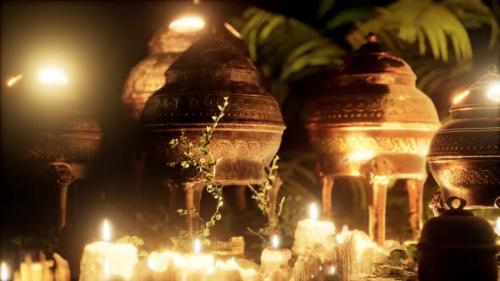 Videohive - Golden Altar with Candles at Night - 36662822