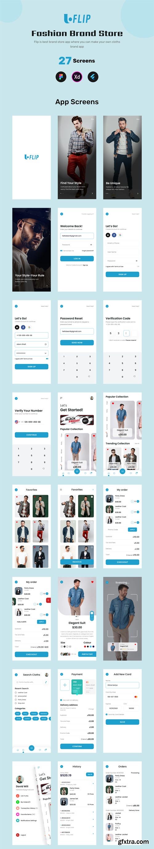 UiHut - Flip Fashion Brand App UI Kit - 9824