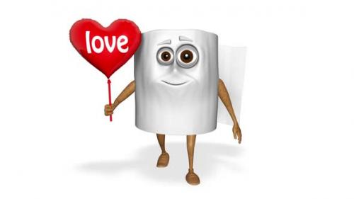 Videohive - Toilet Paper Heart Looped White Background - 36691058