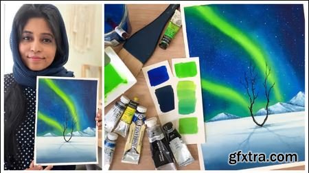 Dance with your Brush : Learn to Paint a Stunning Northern Lights with Watercolor