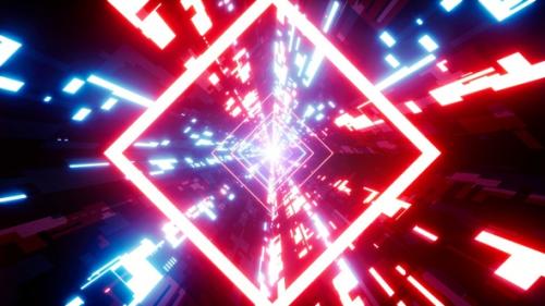 Videohive - Shining Red and Blue Sci Fi Rays Tunnel VJ Loop - 36718696