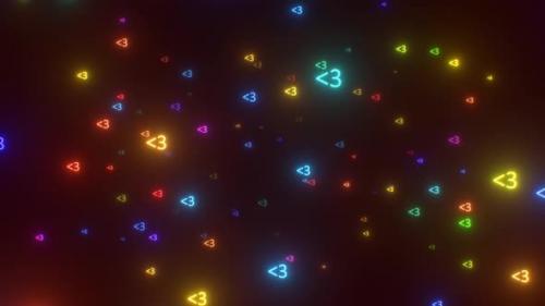 Videohive - Less Than 3 Text Message Heart Bright Neon Glowing Love Symbols Fly - 4K - 36698564