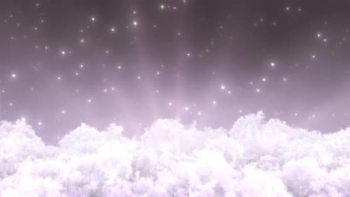 Videohive - Pink Clouds in Heavenly Night Sky with Twinkling Stars Shining Bright - 4K - 36698568
