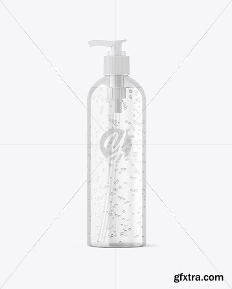 Clear Cosmetic Bottle with Pump Mockup 95343