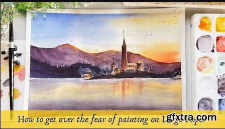 Watercolor Landscape Painting On large Paper for Beginners