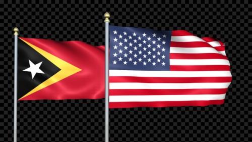 Videohive - East Timor And United States Two Countries Flags Waving - 36752103
