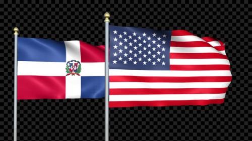 Videohive - Dominican Republic And United States Two Countries Flags Waving - 36737020
