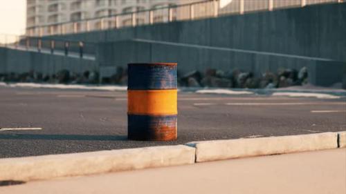 Videohive - Old and Rusty Metal Barrel on Parking - 36736356