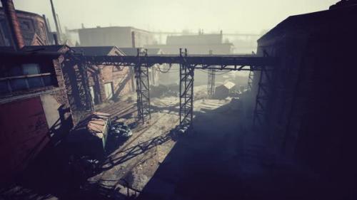 Videohive - Abandoned Factory with Concrete Ruins in Industrial District - 36736417