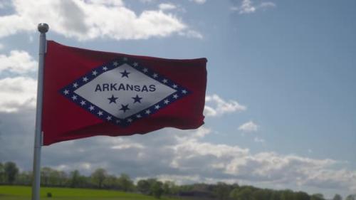 Videohive - Flag of Arkansas State Region of the United States Waving at Wind - 36787853