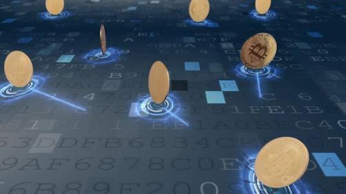 Videohive - Decentralized finance and cryptocurrency transactions abstract on blue data - 36819132