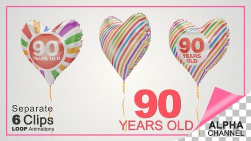 Videohive - 90th Birthday Celebration Heart Shape Helium Balloons - 36752182