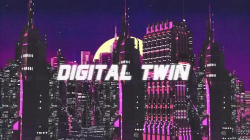 Videohive - Retro Cyber City Background Digital Twin - 36783120