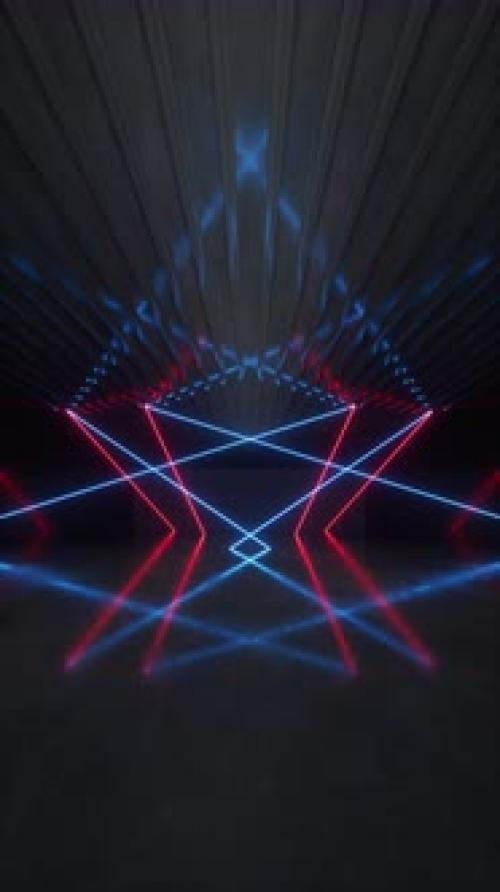 Videohive - Dark room with glowing neon lines - 36751540
