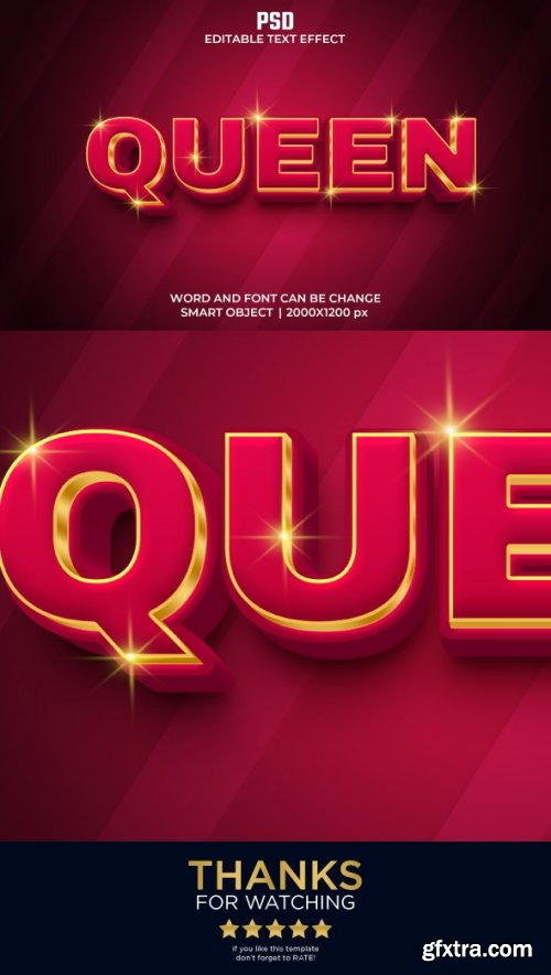 GraphicRiver - Queen 3d Editable Text Effect Style Premium PSD with Background 36319236