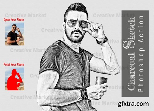 CreativeMarket - Charcoal Sketch Photoshop Action 7053812