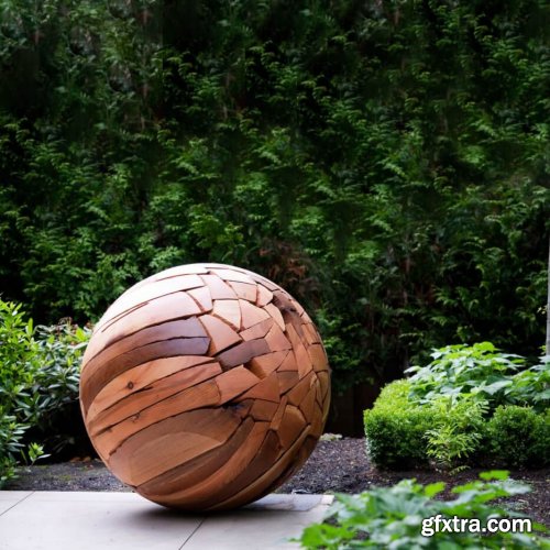 Large wooden ball sculpture