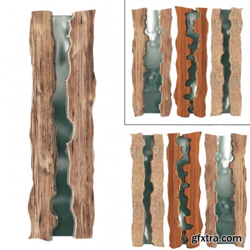 Wooden slabs with glass