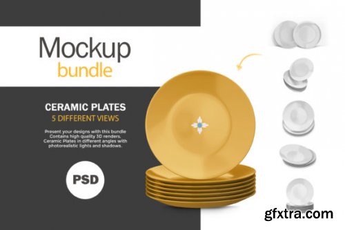 3D Ceramic Plates - Five Mockups Bundle