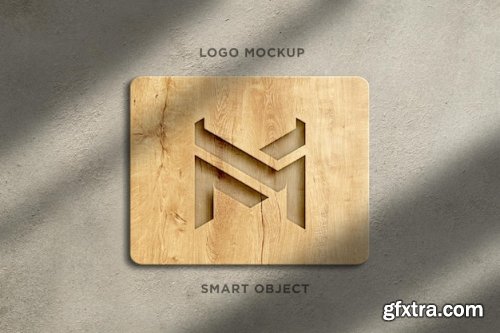 3d mockup logo wooden sign on concrete wall