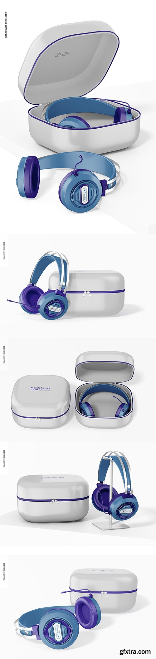 Headphones with case mockup