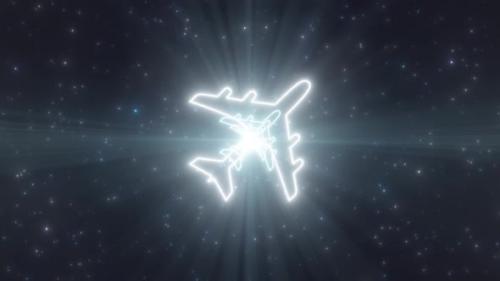Videohive - Airplane Mode Icon Wifi Shape Outline Glow Neon Lights Tunnel Portal - 4K - 36997549