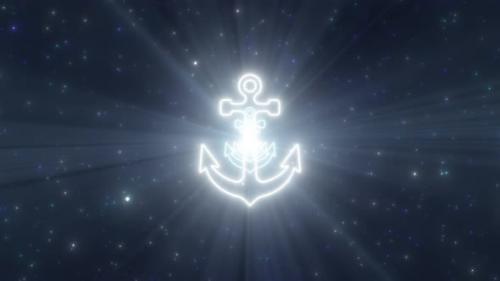 Videohive - Old Ship Anchor Nautical Sea Shape Outline Glowing Neon Lights Tunnel - 4K - 36997554