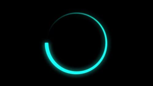Videohive - Spinning Blue Neon circle. Abstract Neon Glowing Circle. On a black background. - 36998729