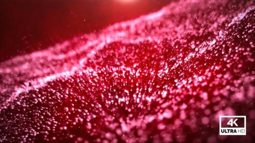 Videohive - Glittering Red Particle Wave Flow Background V4 - 36971401