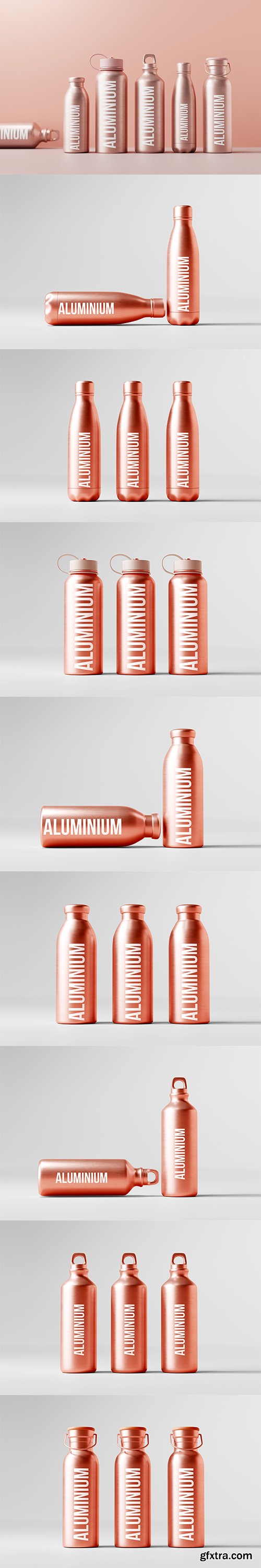 Aluminum Water Bottle Mockup Bundle