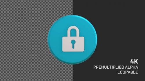 Videohive - Cyber Security Lock Rotating Loopable Badge with Alpha Channel 4K - 36748354