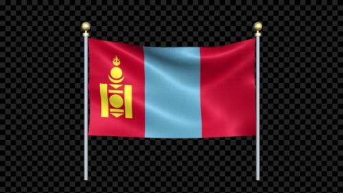 Videohive - Mongolia Flag Waving In Double Pole Looped - 36809364