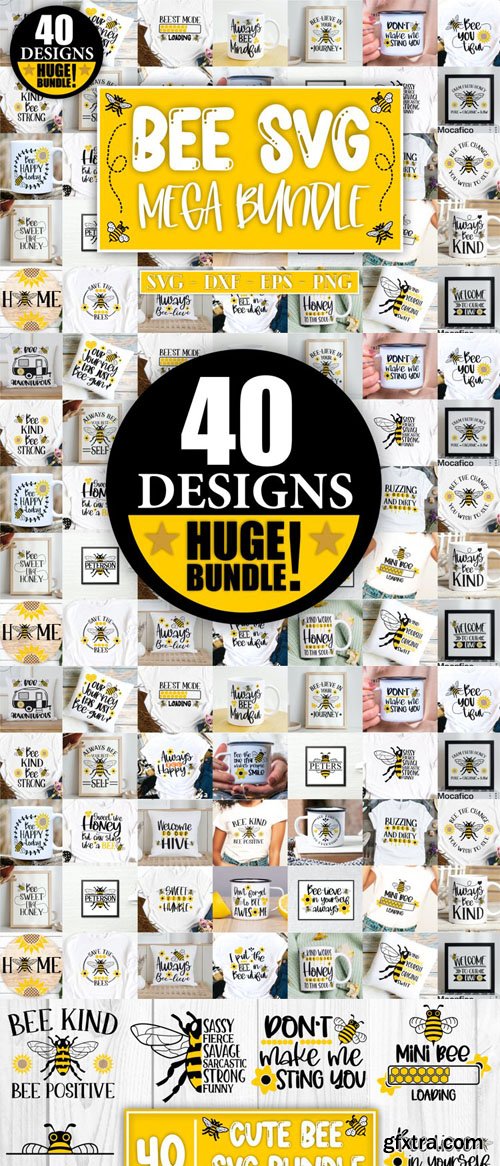 Bee SVG Mega - 40 Designs - Huge Bundle