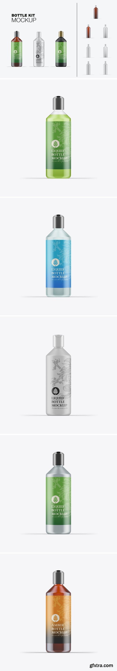 Liquid Bottle Glass /Metal /plastic /Amber Mockup