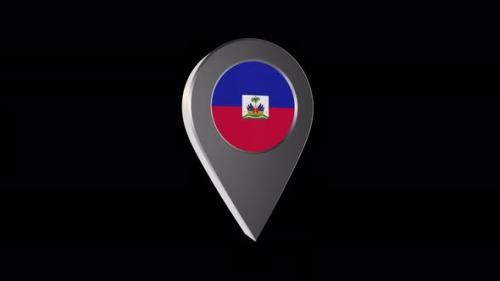 Videohive - 3d Animation Map Navigation Pointer With Haiti Flag With Alpha Channel - 4K - 37118669