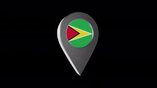 Videohive - 3d Animation Map Navigation Pointer With Guyana Flag With Alpha Channel -4K - 37118672