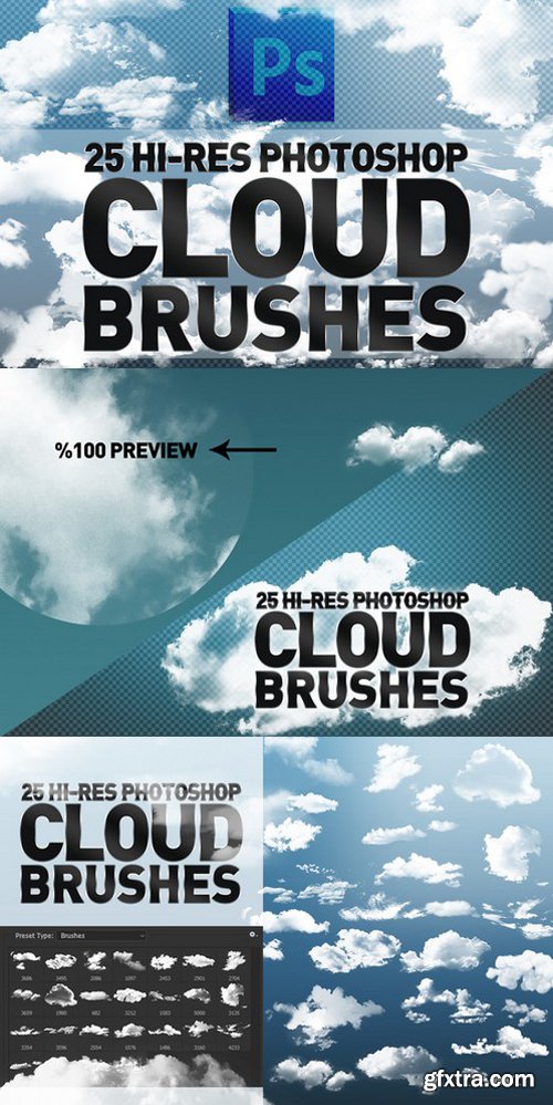 25 Hi-Res Cloud Brushes