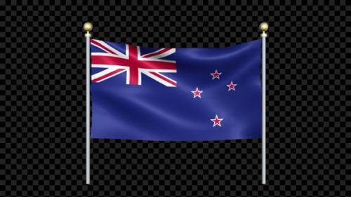 Videohive - New Zealand Flag Waving In Double Pole Looped - 37156203