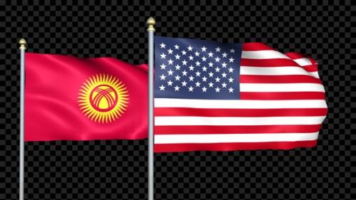 Videohive - Kyrgyzstan And United States Two Countries Flags Waving - 37164710