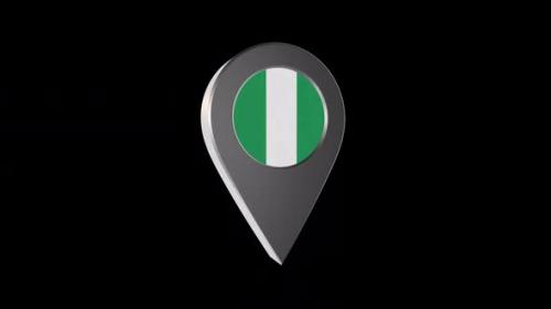 Videohive - 3d Animation Map Pointer With Nigeria Flag With Alpha Channel - 2K - 37167271