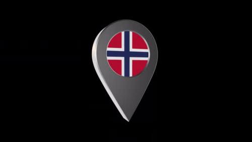 Videohive - 3d Animation Map Pointer With Norway Flag With Alpha Channel - 2K - 37167277